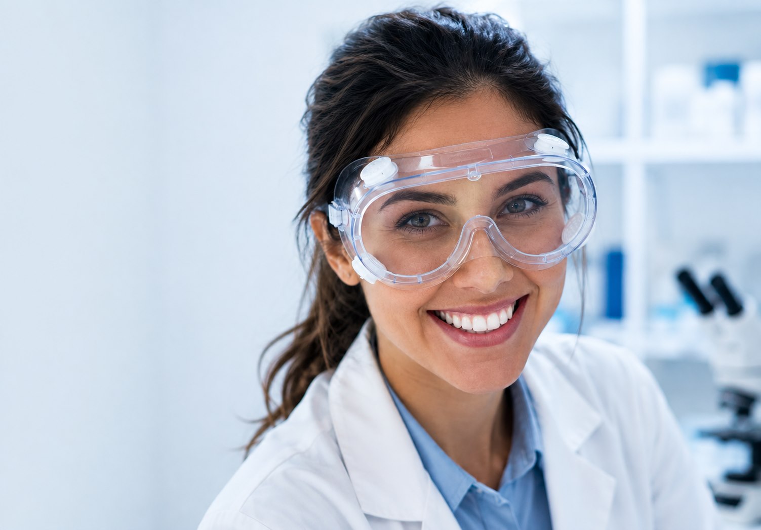 Scientist working beside analytical laboratory equipment
